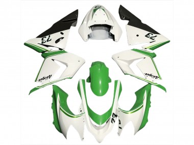 Mejores Carenados Moto Kawasaki ZX10R 2004-2005 - Blanco Brillante Verde
