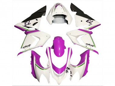 Mejores Carenados Moto Kawasaki ZX10R 2004-2005 - Blanco Brillante Rosa