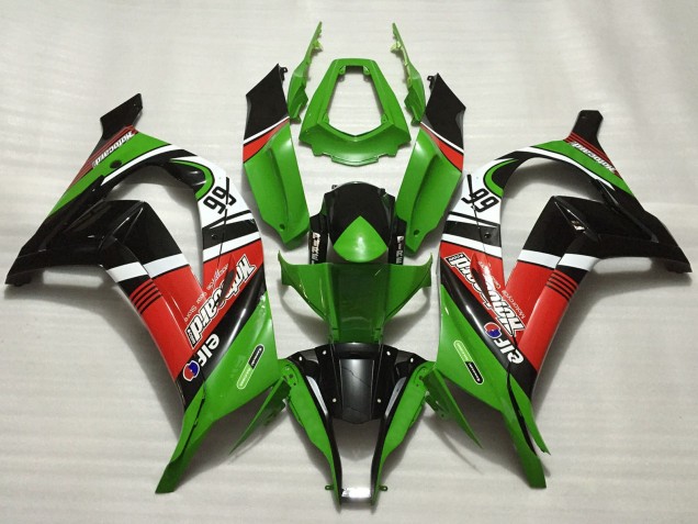 Mejores Carenados Moto Kawasaki ZX10R 2011-2015 - Verde Rojo Blanco Negro Elf Motocard 66