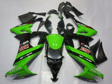 Mejores Carenados Moto Kawasaki ZX10R 2008-2010 - Verde Negro Rojo Kick Elf Henleys Vent-Axia