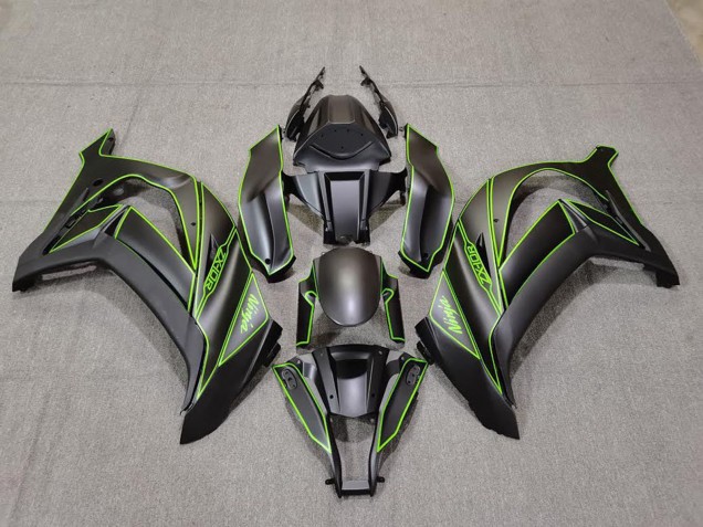 Mejores Carenados Moto Kawasaki ZX10R 2011-2015 - Negro Mate Verde Línea