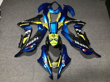 Mejores Carenados Moto Kawasaki ZX10R 2016-2020 - Azul Metalizado Amarillo Tiburón 46
