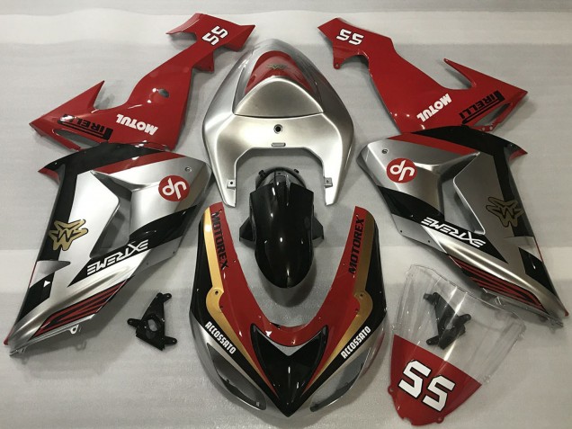 Mejores Carenados Moto Kawasaki ZX10R 2006-2007 - Rojo Plata Oro Negro