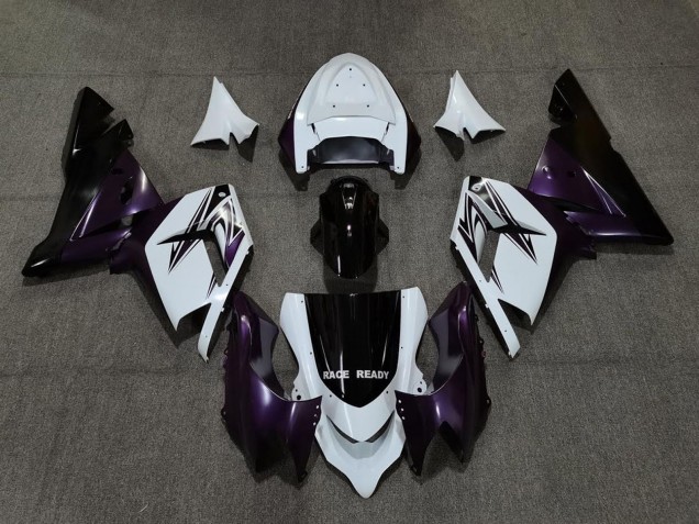 Mejores Carenados Moto Kawasaki ZX10R 2004-2005 - Blanco Púrpura Negro