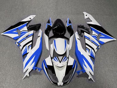 Mejores Carenados Moto Kawasaki ZX6R 2009-2012 - Blanco Azul Negro Zag