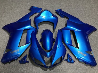 Mejores Carenados Moto Kawasaki ZX6R 2007-2008 - Azul Brillante Chrome Logo