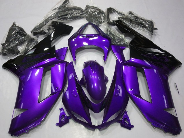 Mejores Carenados Moto Kawasaki ZX6R 2007-2008 - Púrpura Brillante Negro