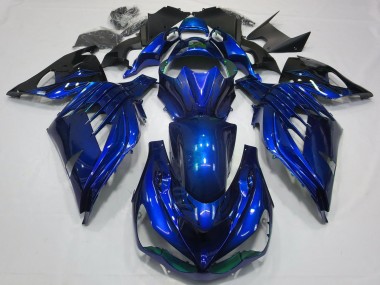 Mejores Carenados Moto Kawasaki ZX14R ZZR1400 2012-2024 - Azul Negro Brillante