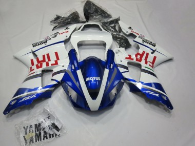 Mejores Carenados Moto Yamaha R1 2000-2001 - Blanco Azul Rojo Fiat Motul