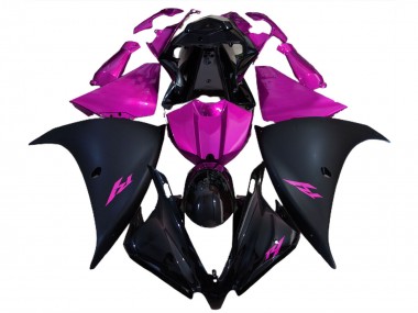 Mejores Carenados Moto Yamaha R1 2012-2014 - Negro Brillante Negro Mate Rosa