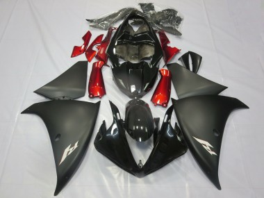 Mejores Carenados Moto Yamaha R1 2012-2014 - Negro Brillante Negro Mate Rojo