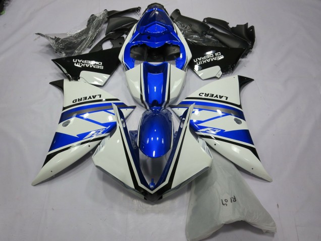 Mejores Carenados Moto Yamaha R1 2012-2014 - Blanco Azul Negro Layerd Semakin Didepan