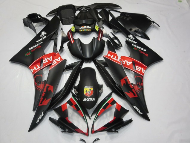 Mejores Carenados Moto Yamaha R6 2006-2007 - Negro Mate Rojo Abarth Motul Michelin