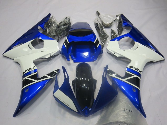 Mejores Carenados Moto Yamaha R6 2003-2004 - Azul Blanco Negro Brillante OEM Estilo