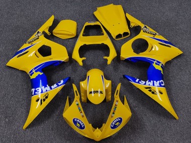 Mejores Carenados Moto Yamaha R6 2005 - Amarillo Azul Blanco Camello Motul