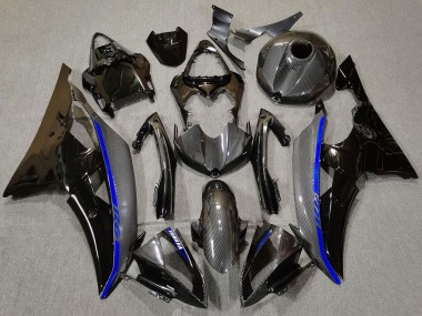 Mejores Carenados Moto Yamaha R6 2008-2016 - Negro Brillante FibraCarbono Estilo Azul