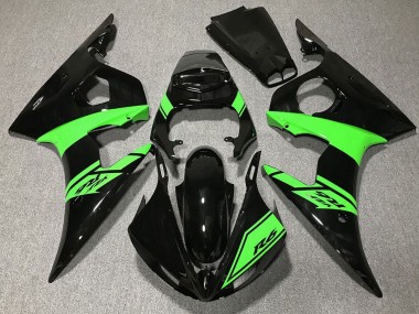 Mejores Carenados Moto Yamaha R6 2003-2004 - Negro Brillante Verde