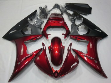 Mejores Carenados Moto Yamaha R6 2005 - Rojo Oscuro Negro Mate