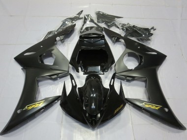 Mejores Carenados Moto Yamaha R6 2003-2004 - Negro Brillante Negro Mate Oro Calcomanías