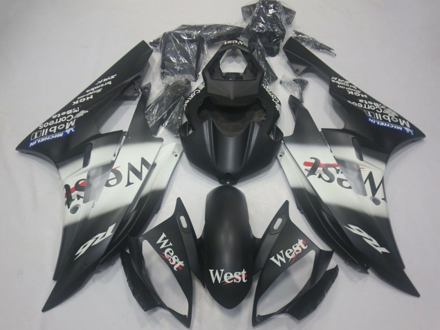 Mejores Carenados Moto Yamaha R6 2006-2007 - Negro Mate Blanco West Michelin
