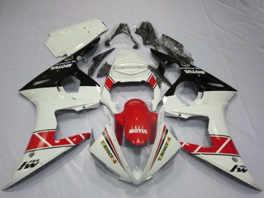 Mejores Carenados Moto Yamaha R6 2005 - Blanco Rojo Negro Brillante Motul