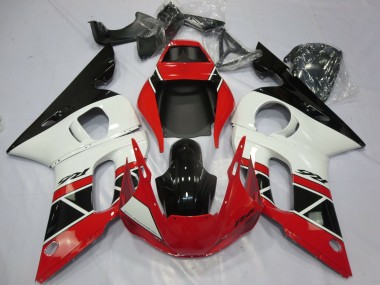 Mejores Carenados Moto Yamaha R6 1998-2002 - Rojo Blanco Negro Brillante OEM Estilo