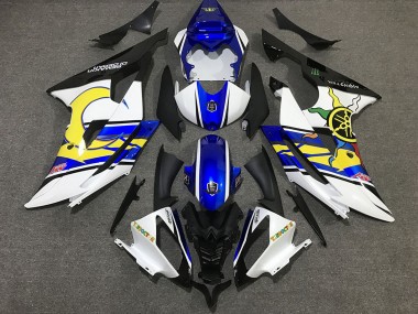 Mejores Carenado Moto Yamaha R6 2008-2016 - Blanco Azul Negro Amarillo