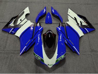 Mejores Carenados Moto Ducati 959 1299 2015-2020 - Azul Blanco Negro Brillante Unibat Flex-Box OEM Estilo