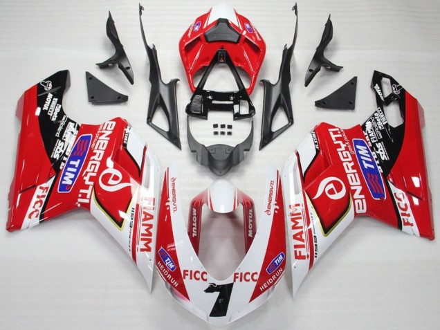 Mejores Carenados Moto Ducati 848 1098 1198 2007-2014 - Blanco Rojo Azul Negro Brillante Ficc Fiamm 7