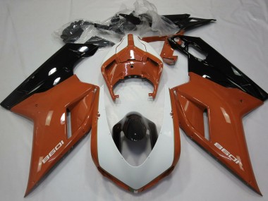 Mejores Carenados Moto Ducati 1098 2007-2014 - Brown Blanco Negro Brillante