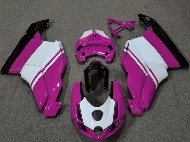 Mejores Carenados Moto Ducati 749 999 2003-2004 - Blanco Rosa Negro Brillante