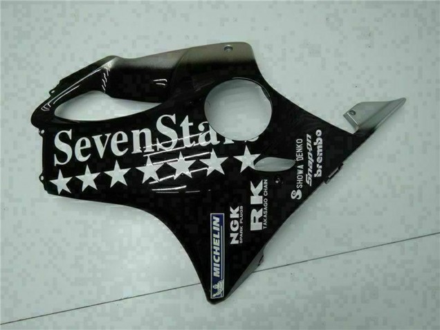 Mejores Carenados Moto Honda CBR600 F4i 2001-2003 - Negro Brillante Plata SevenStars