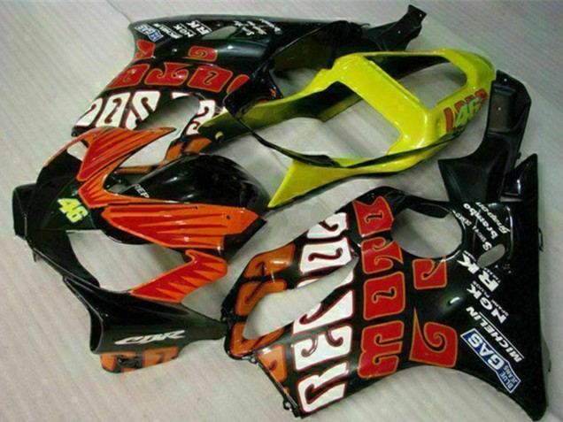 Mejores Carenados Moto Honda CBR600 F4i 2001-2003 - Amarillo Naranja Negro Brillante Rossi 46