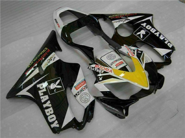 Mejores Carenados Moto Honda CBR600 F4i 2001-2003 - Blanco Amarillo Negro Brillante Playboy