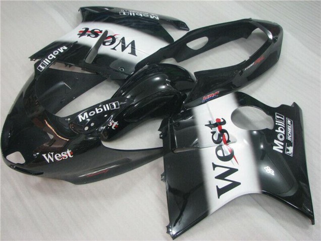 Mejores Carenados Moto Honda CBR1100XX Blackbird 1996-2007 - Negro Brillante Blanco West