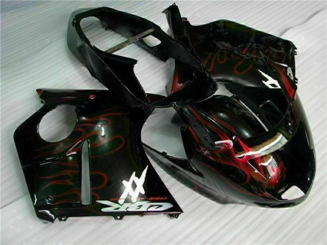 Mejores Carenado Moto ABS Honda CBR1100XX Blackbird 1996-2007 - Negro Brillante Rojo Llama