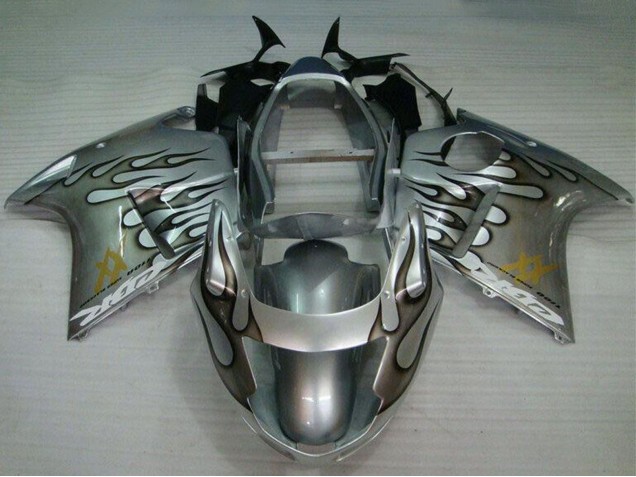 Mejores Carenado Moto Honda CBR1100XX Blackbird 1996-2007 - Plata Negro Llama