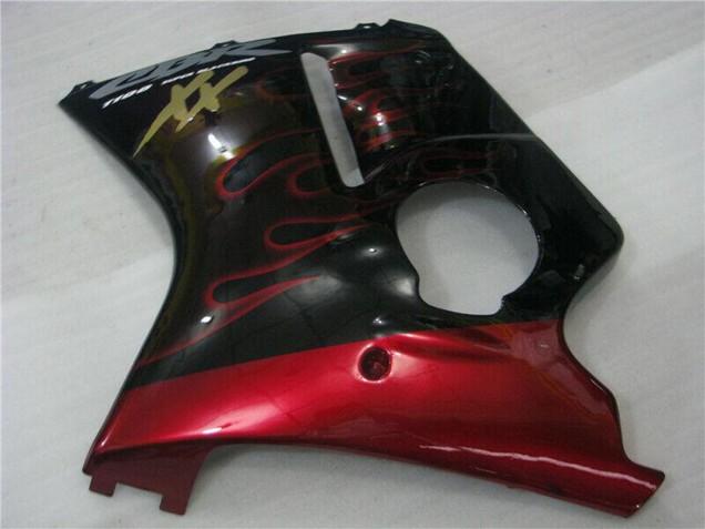 Mejores Carenados Moto ABS Honda CBR1100XX Blackbird 1996-2007 - Negro Brillante Rojo Llama