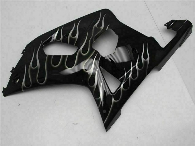 Mejores Carenados Moto Suzuki GSXR 600/750 2001-2003 - Negro Brillante Plata Llama
