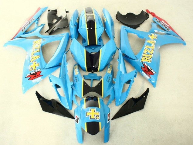 Mejores Carenados Moto Suzuki GSXR 600/750 2006-2007 - Azul Claro Negro Amarillo Rizla