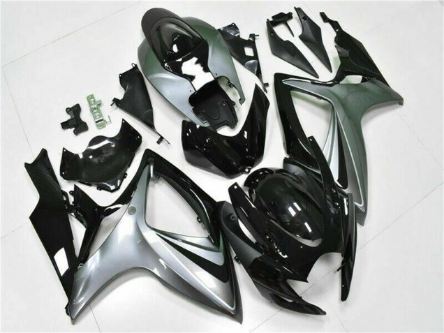 Mejores Carenados Moto Suzuki GSXR 600/750 2006-2007 - Plata Negro Brillante