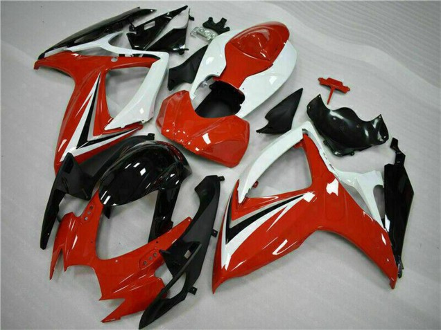 Mejores Carenados Moto Suzuki GSXR 600/750 2006-2007 - Blanco Rojo Negro Brillante Raya
