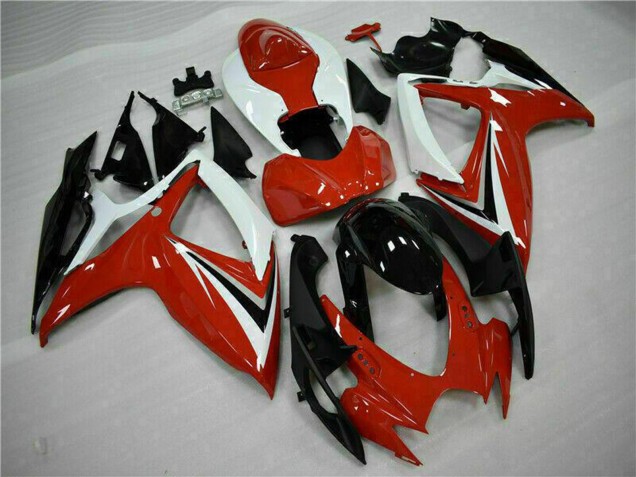 Mejores Carenados Moto Suzuki GSXR 600/750 2006-2007 - Blanco Rojo Negro Brillante Raya
