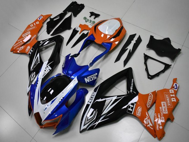 Mejores Carenados Moto Suzuki GSXR 600/750 2008-2010 - Naranja Azul Blanco Negro Brillante