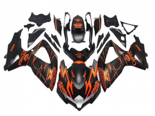 Mejores Carenados Moto Suzuki GSXR 600/750 2008-2010 - Negro Mate Naranja Alstare Corona Motul