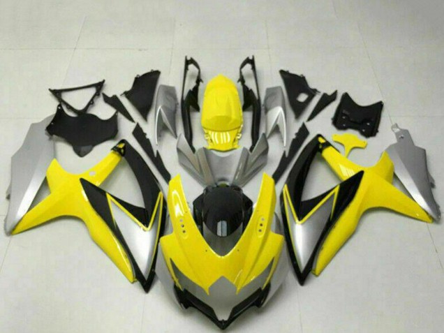 Mejores Carenados Moto Suzuki GSXR 600/750 2008-2010 - Amarillo Plata Negro Brillante
