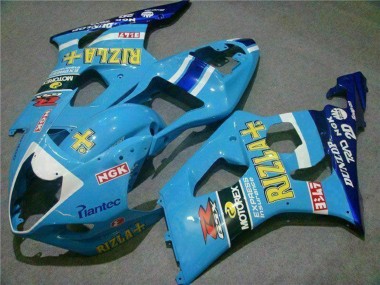 Mejores Carenados Moto Suzuki GSXR 1000 2003-2004 - Azul Blanco Amarillo Rizla