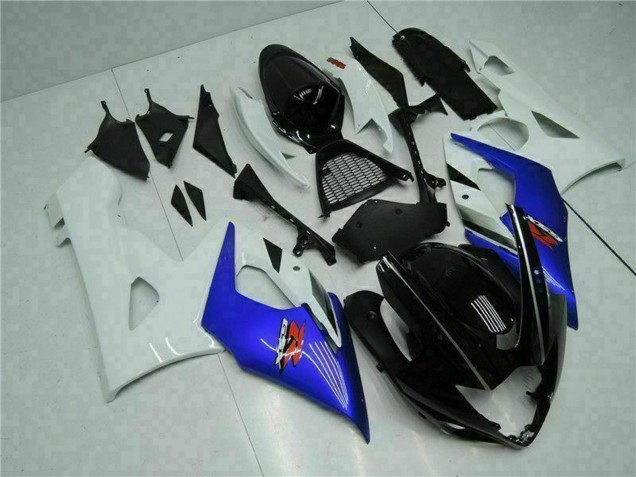 Mejores Carenado Moto Suzuki GSXR 1000 2005-2006 - Blanco Azul Negro Brillante