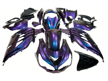 Mejores Carenados Moto Kawasaki ZX14R ZZR1400 2012-2024 - Camaleón Azul Púrpura