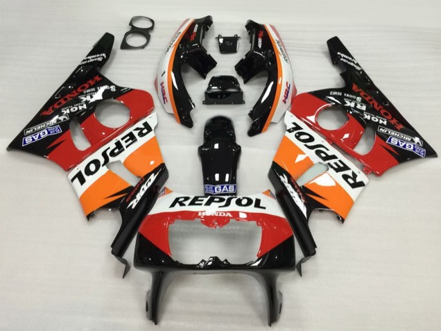 Mejores Carenado Moto Honda CBR400RR NC23 1987-1989 - Naranja Blanco Rojo Negro Brillante Repsol HRC
